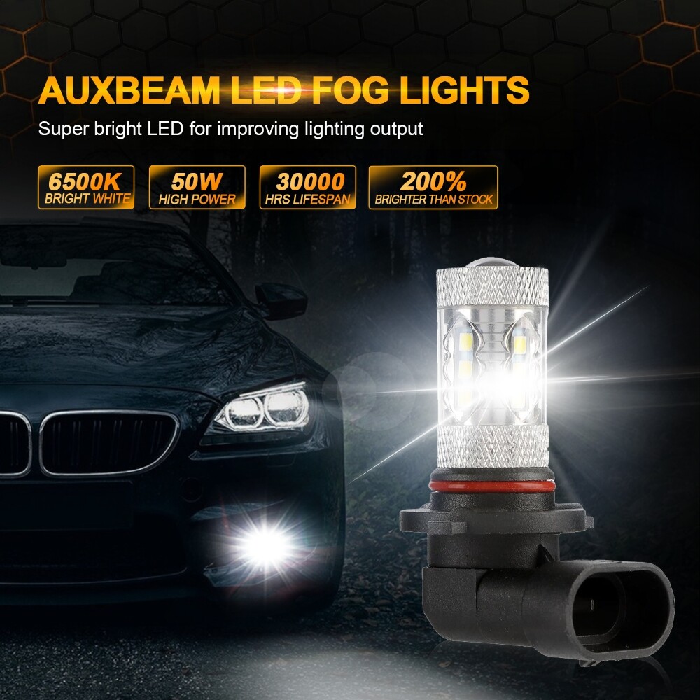 AUXBEAM 16SMD LED Lights Fog Light Bulbs 9145 H10 9140 Super Bright White 6000K