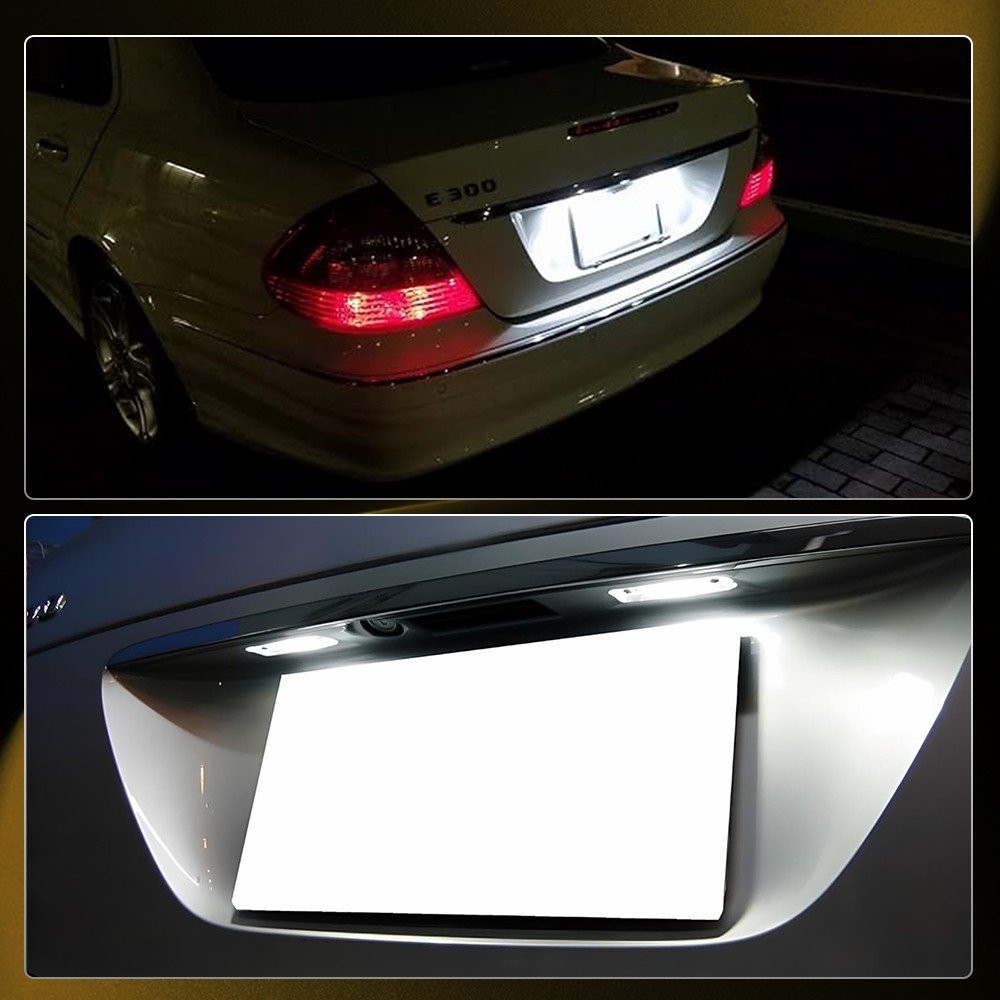 2PCs LED License Plate Light Clear White For Mercedes C/E-Class W124 W201 W202