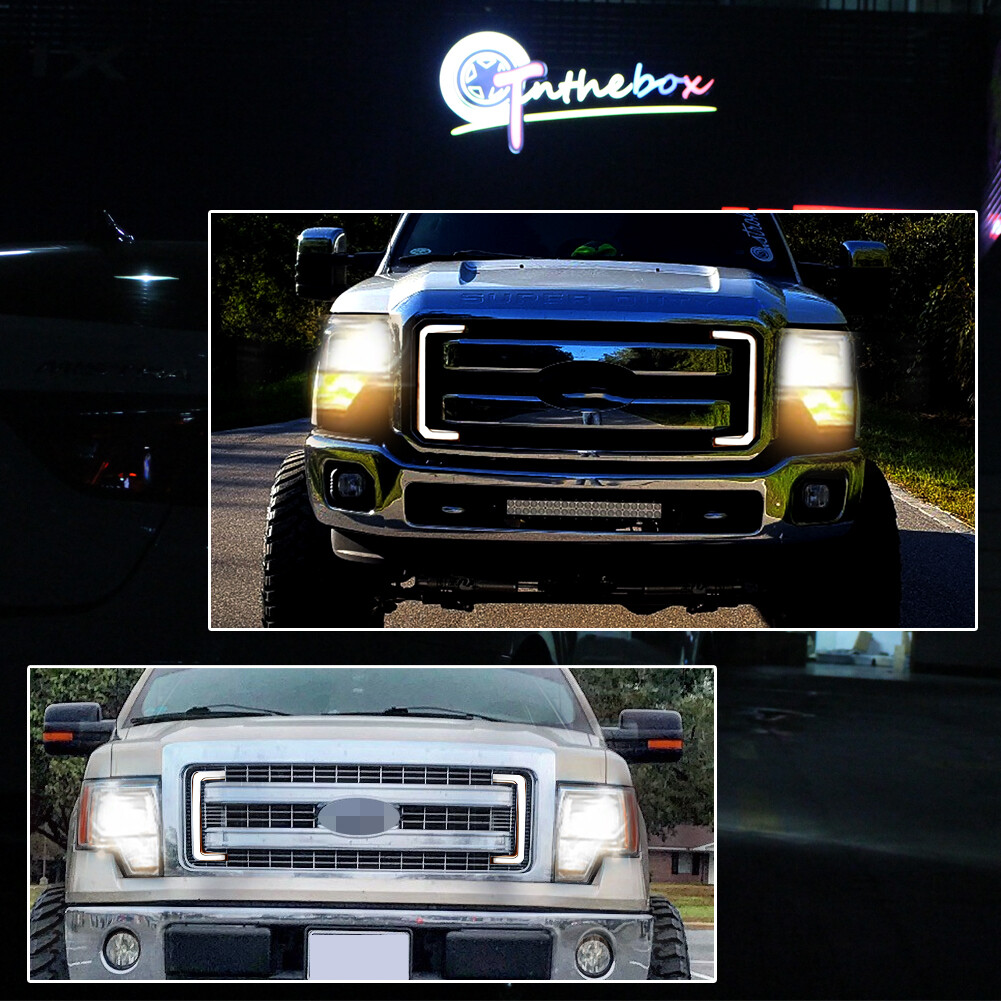 Smoke Lens Switchback DRL Turn Signal Lights LED Retrofit For 2009-14 Ford F-150