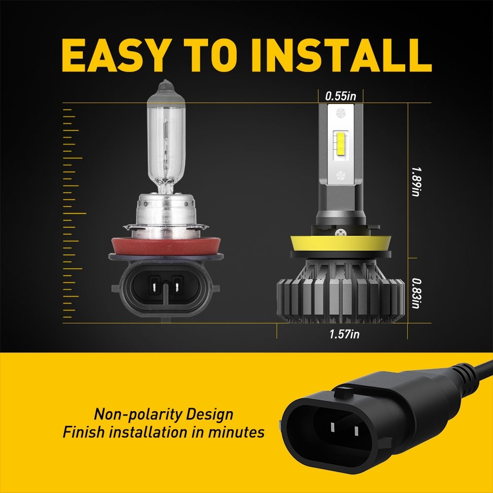 AUXITO H11 H8 LED Headlight Kit Low Beam Lamp Super Bright 6500K 20000LM CANBUS