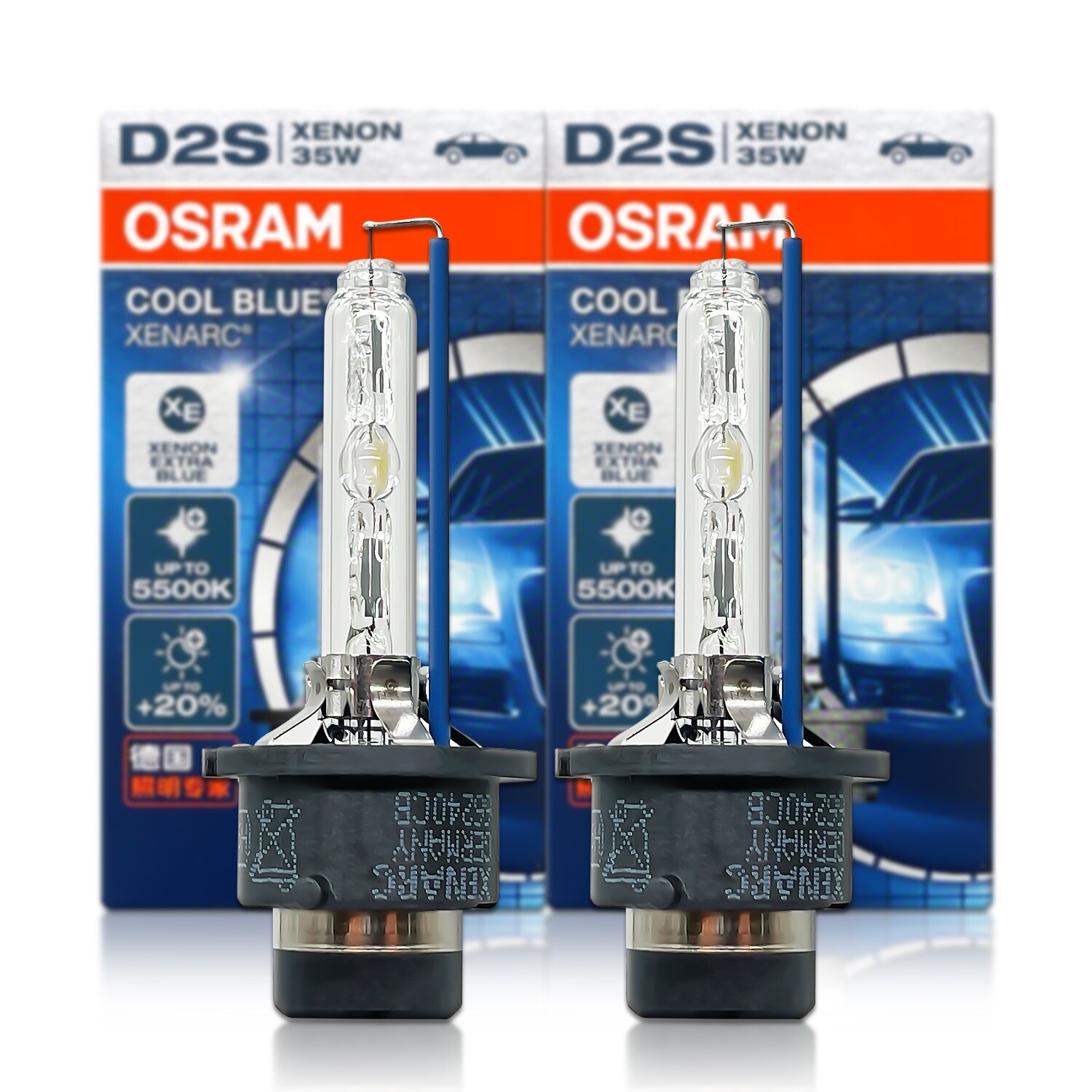 D2S Osram 66240CB COOL BLUE HID Headlight Bulbs | Up to 5500K | Pack of 2