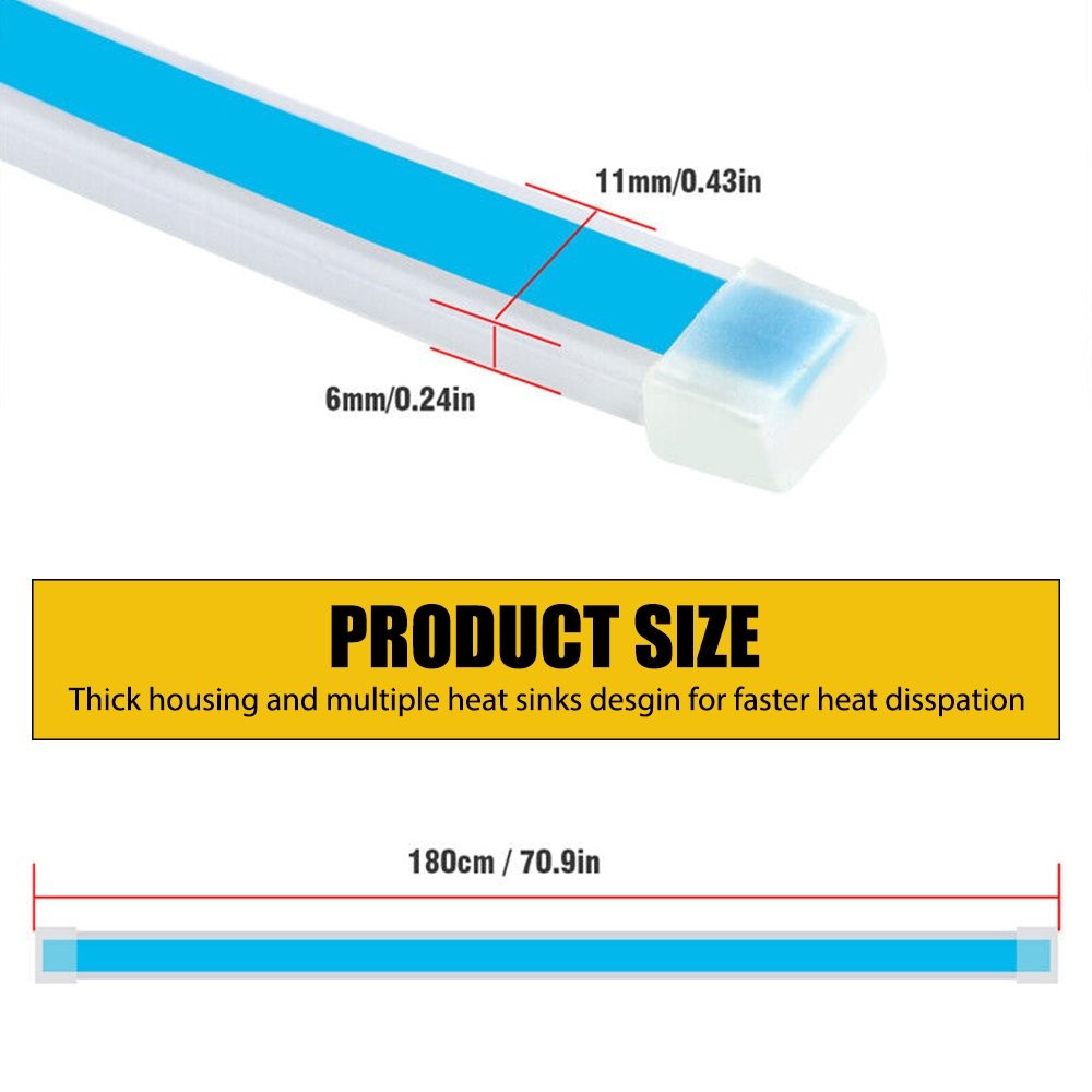 12V Car Hood LED Daytime Running Light Strip Waterproof Flexible Lamps 180cm D