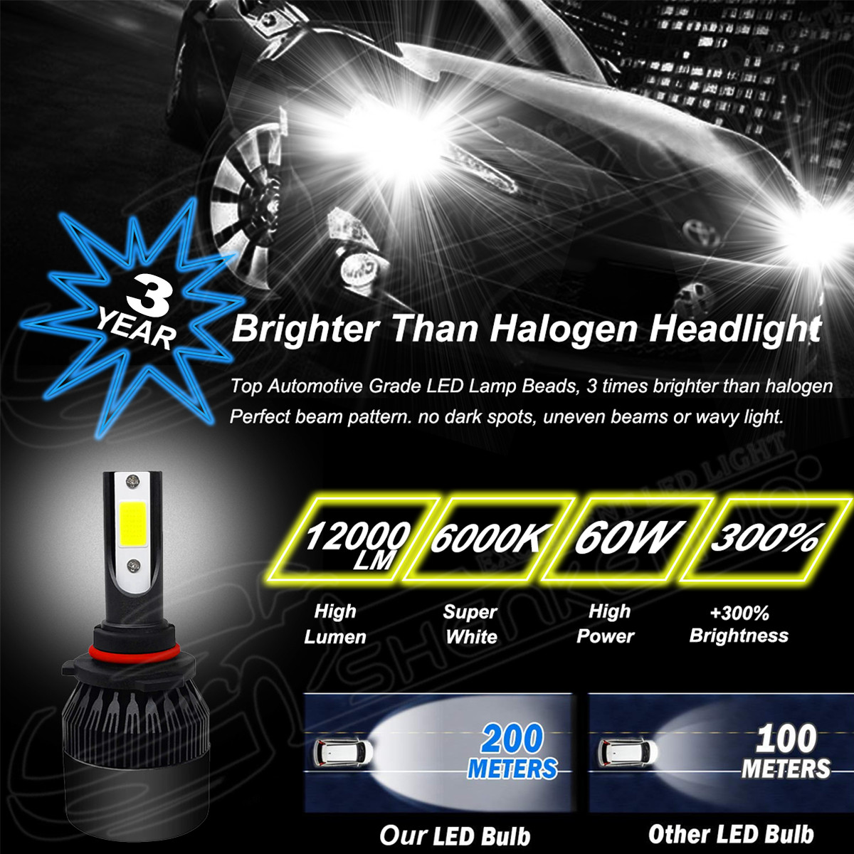 4x Combo 9005 9006 LED Headlight Bulb 360 Degree Adjustable Highlight Series