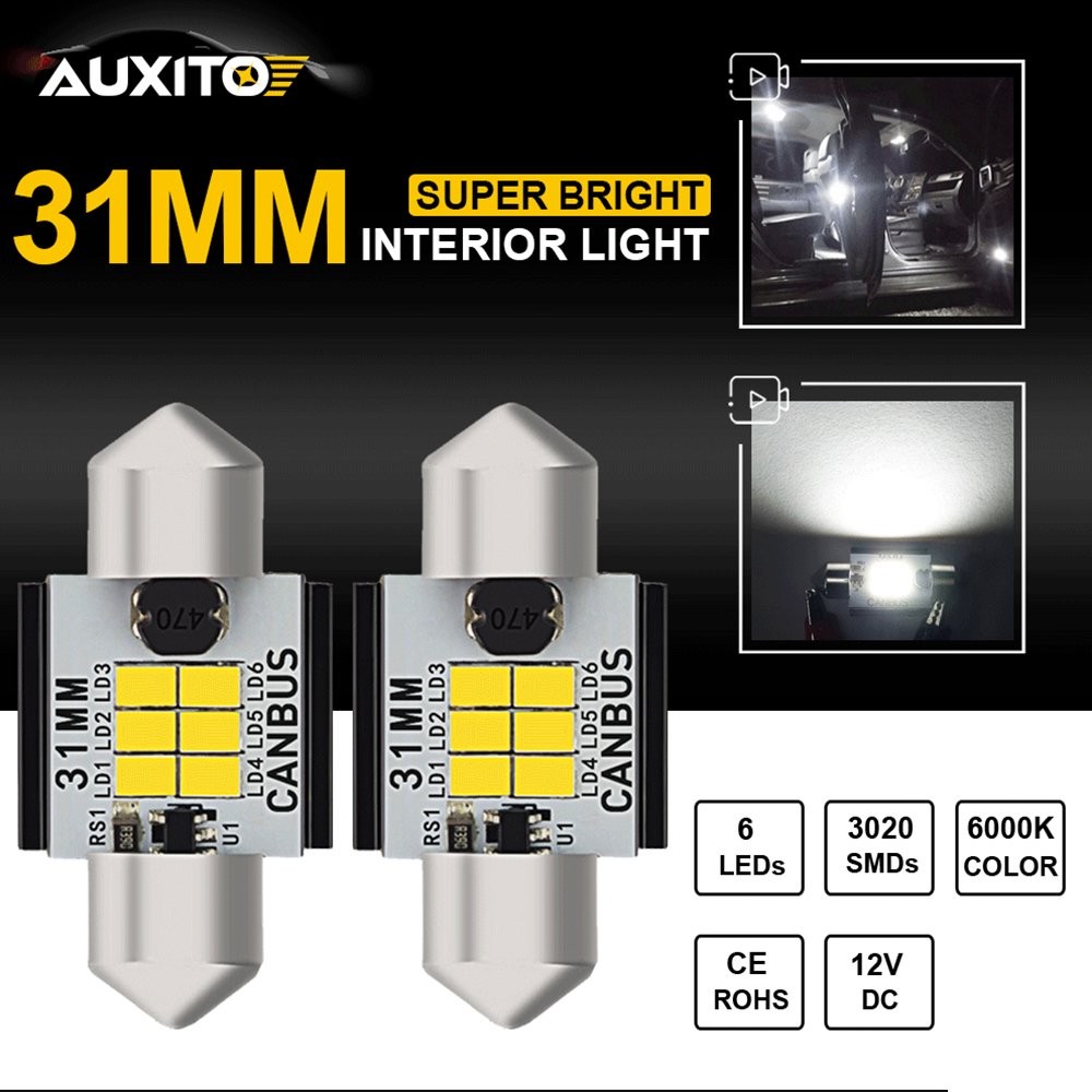 AUXITO 31MM LED Interior Dome Trunk Light Bulb DE3175 CANBUS Error Free A