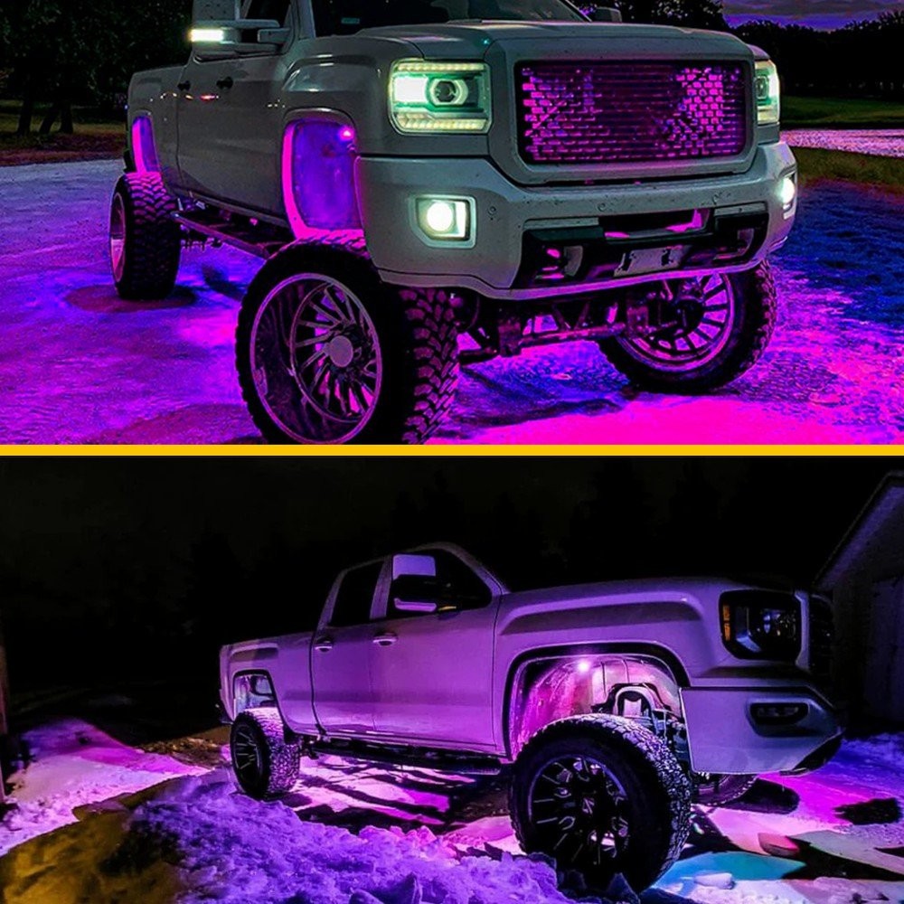 4x IP68 Waterproof Purple LED Rock Lights Underglow Neon Light Decor ATV UTV Car