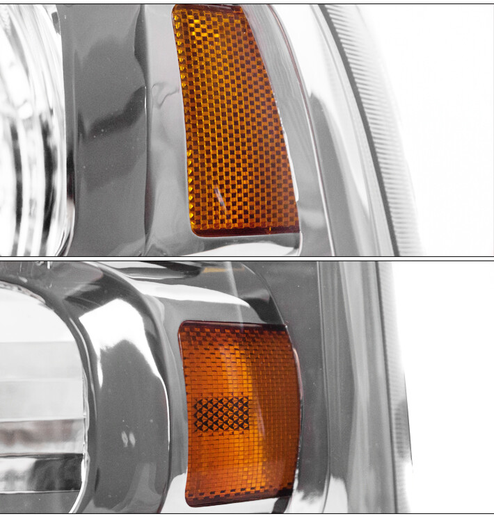 FOR 99-04 FORD F250 F350 SD/00 EXCURSION CRYSTAL LED CHROME HEADLIGHTS HEADLAMPS