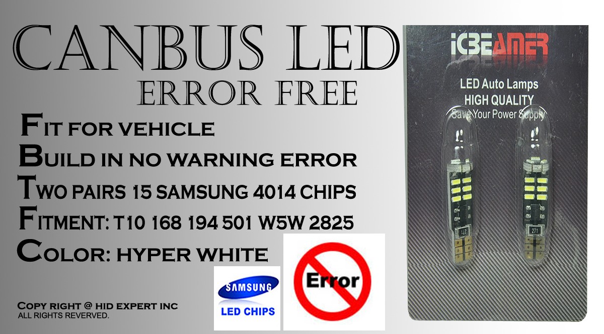 4 pc T10 Canbus Samsung 15 LED Chip Super White Fit Front Side Marker Light G712