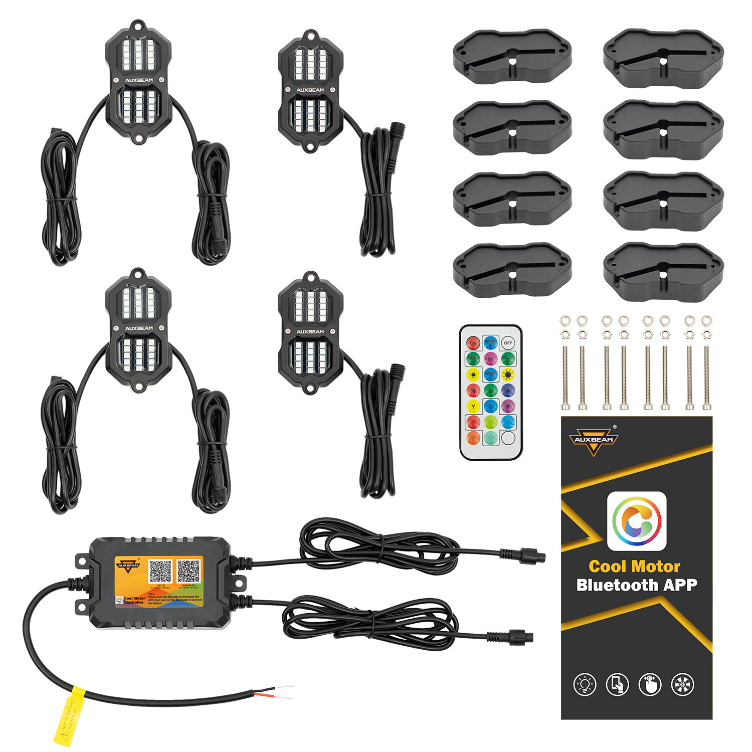 AUXBEAM 4/8 Pods RGB LED Rock Lights Dream Color Underglow Neon 48W 72W 96W 120W