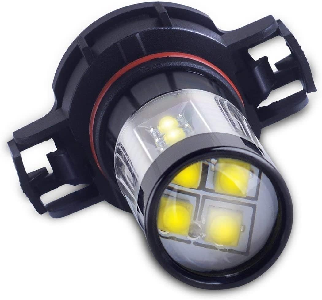 80W 2504 LED Fog Lights Bulbs 12276 Upgrade, 6000K Xenon White PG20/7 Base Ex…