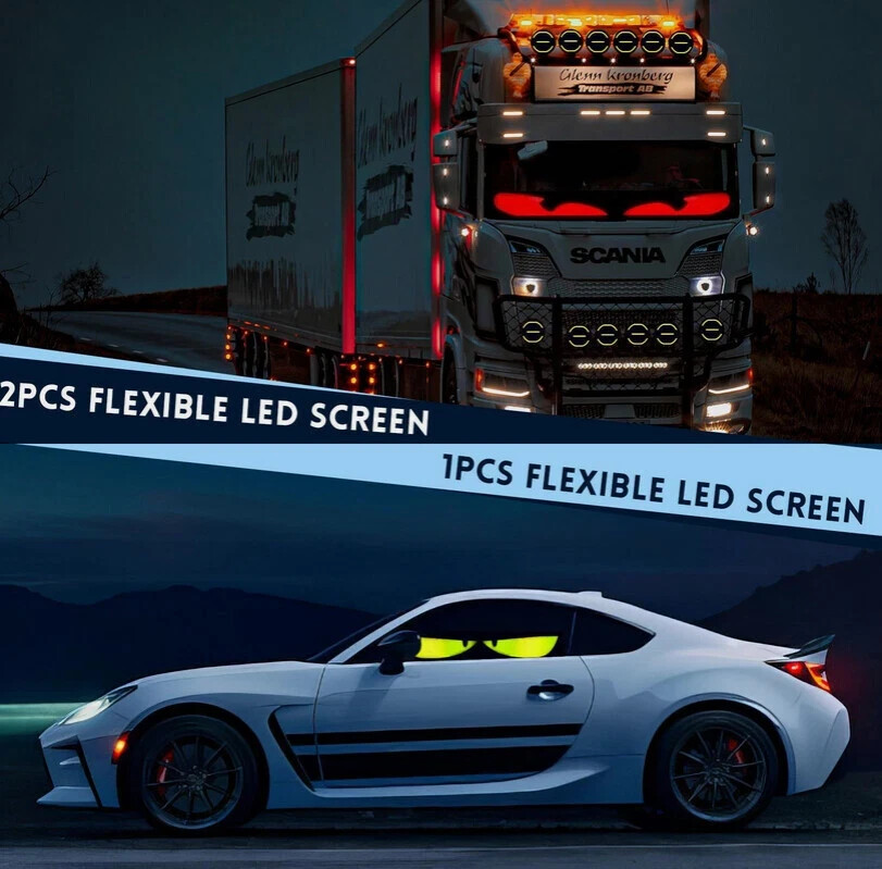 2PCS LED Eyes for Car Windshield Programmable Flexible LED Panel APP Controller