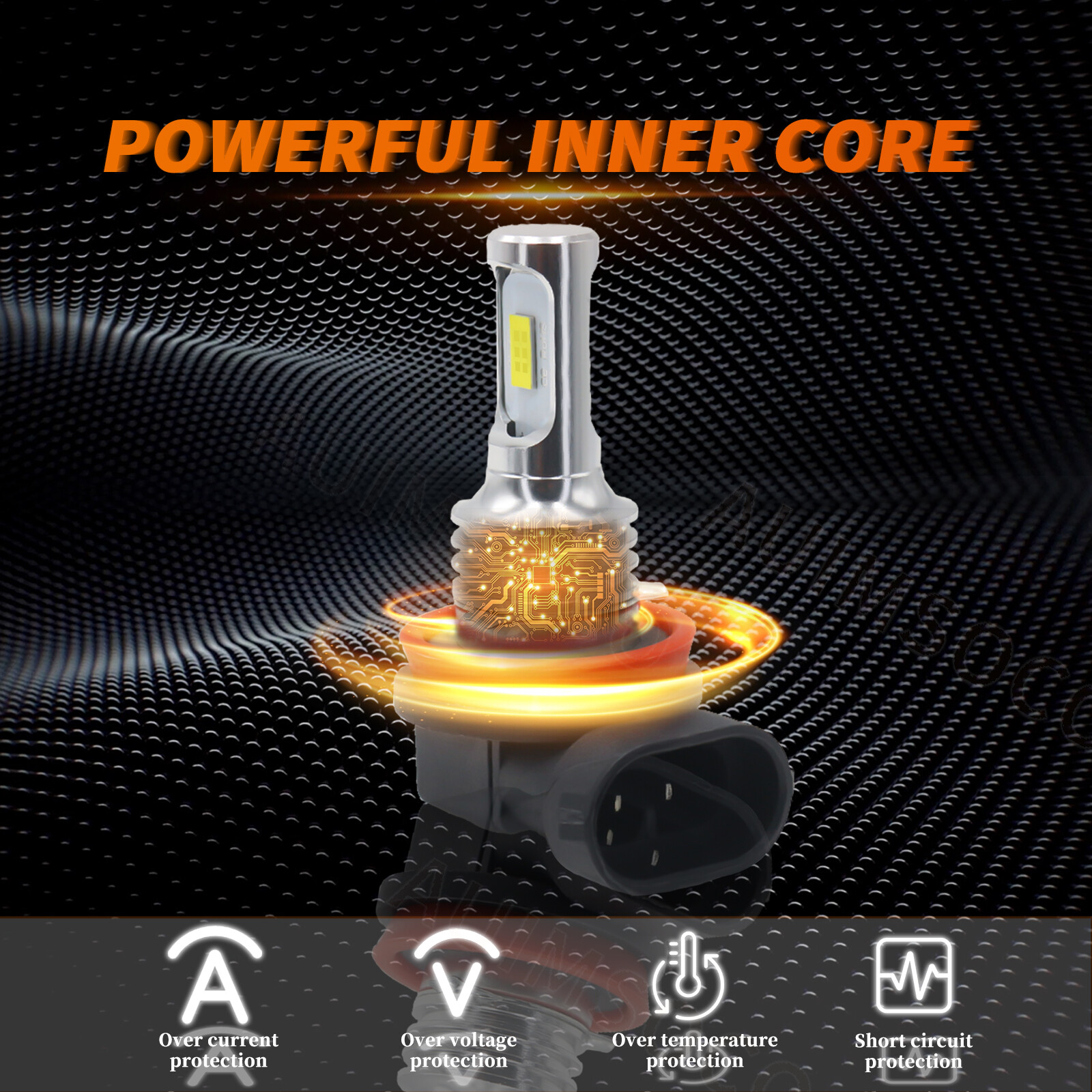 H11 LED Headlight Bulb Low Beam Fanless Super Bright Pure White 2pcs Combo 6000K