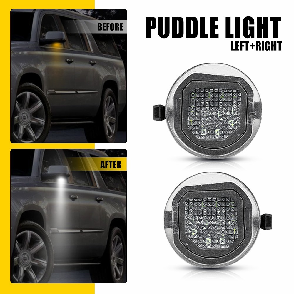 2X Exterior White LED Puddle Lamp Fit Chevrolet Suburban Tahoe 2015 2016-2020 EK