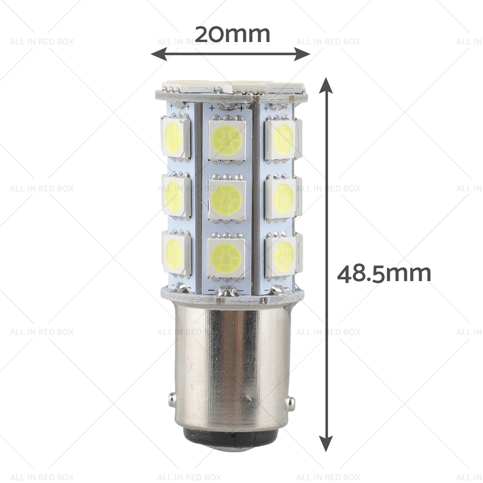 2x 12V BA15D LED White 27 SMD 5050 Suitable for Caravan Car Auto Indicator