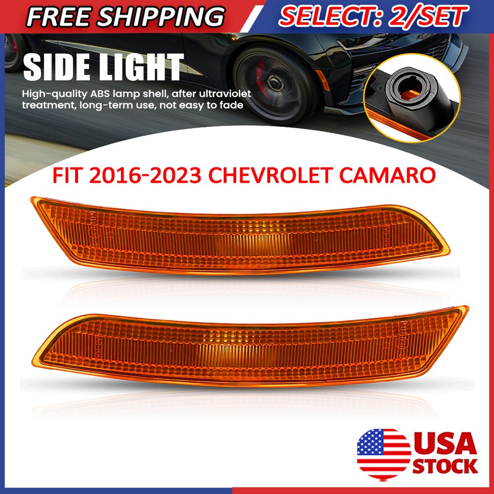 4x For 2016 17-2023 Chevrolet Camaro Side Marker Light Covers Driver & Passenger