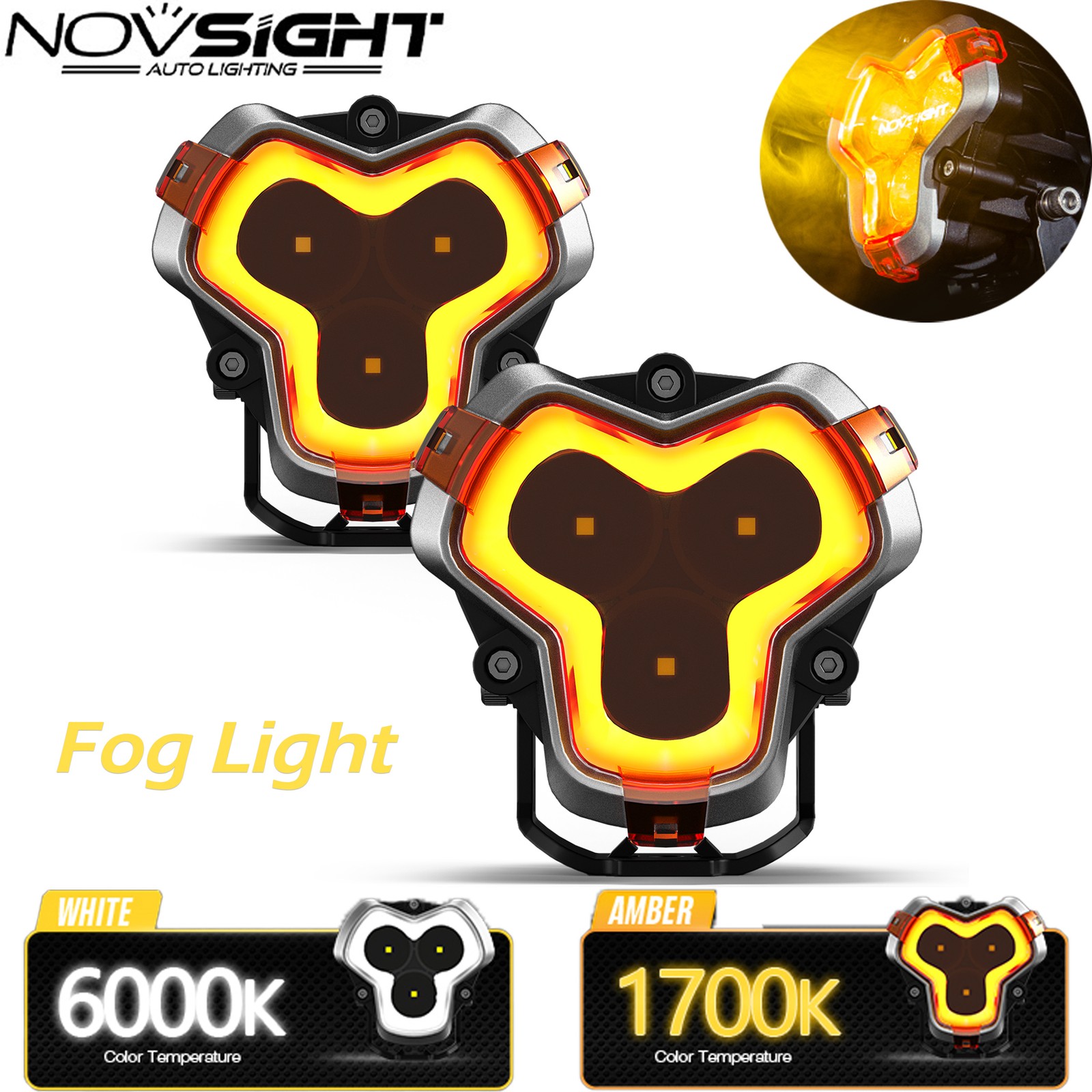 NOVSIGHT Pair 3″ LED Work Pod Light Off Road Fog Driving Beam Truck Lamp