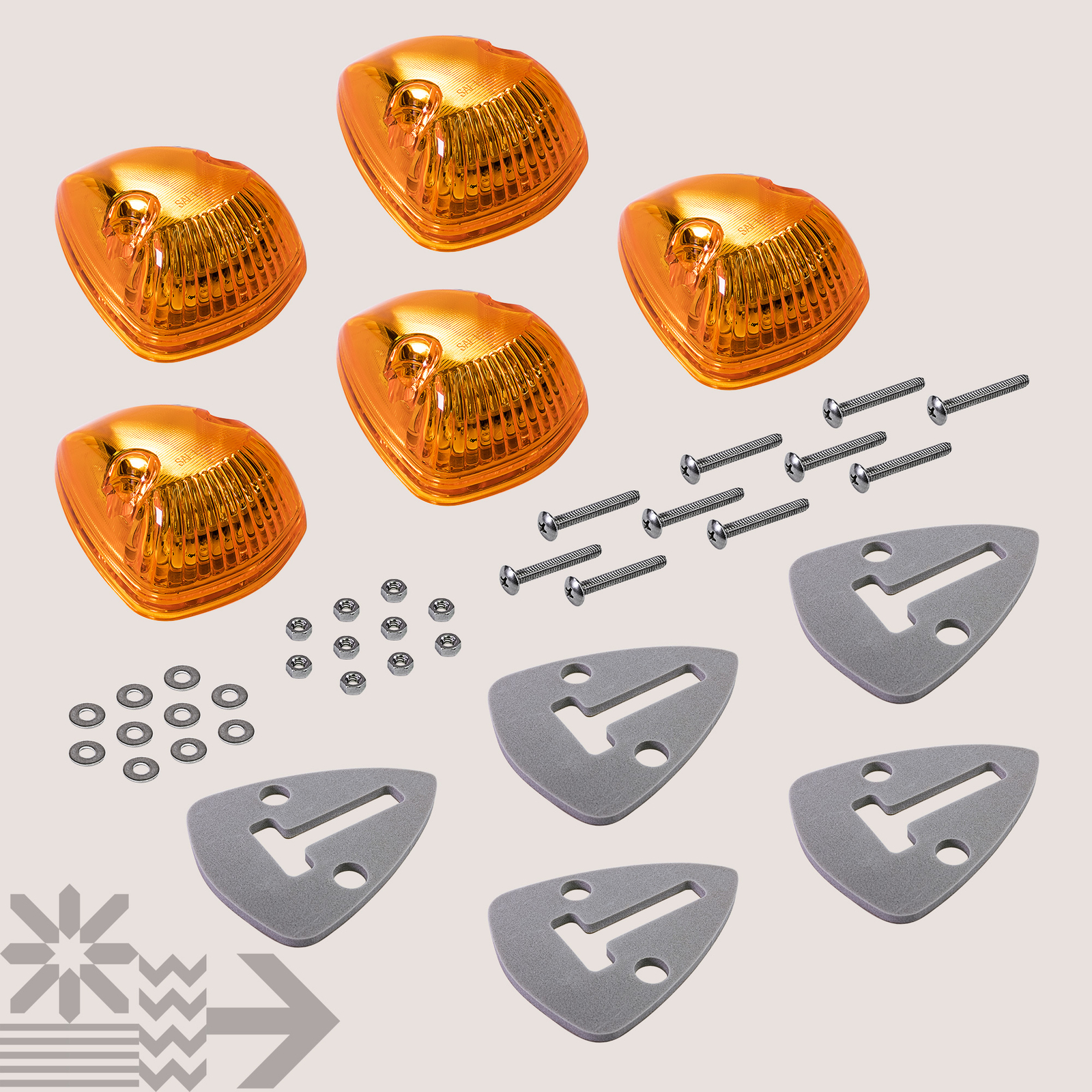 DOT Amber LED Teardrop Cab Roof Marker Lights for 94-98 Ford Dodge Ram Truck Van
