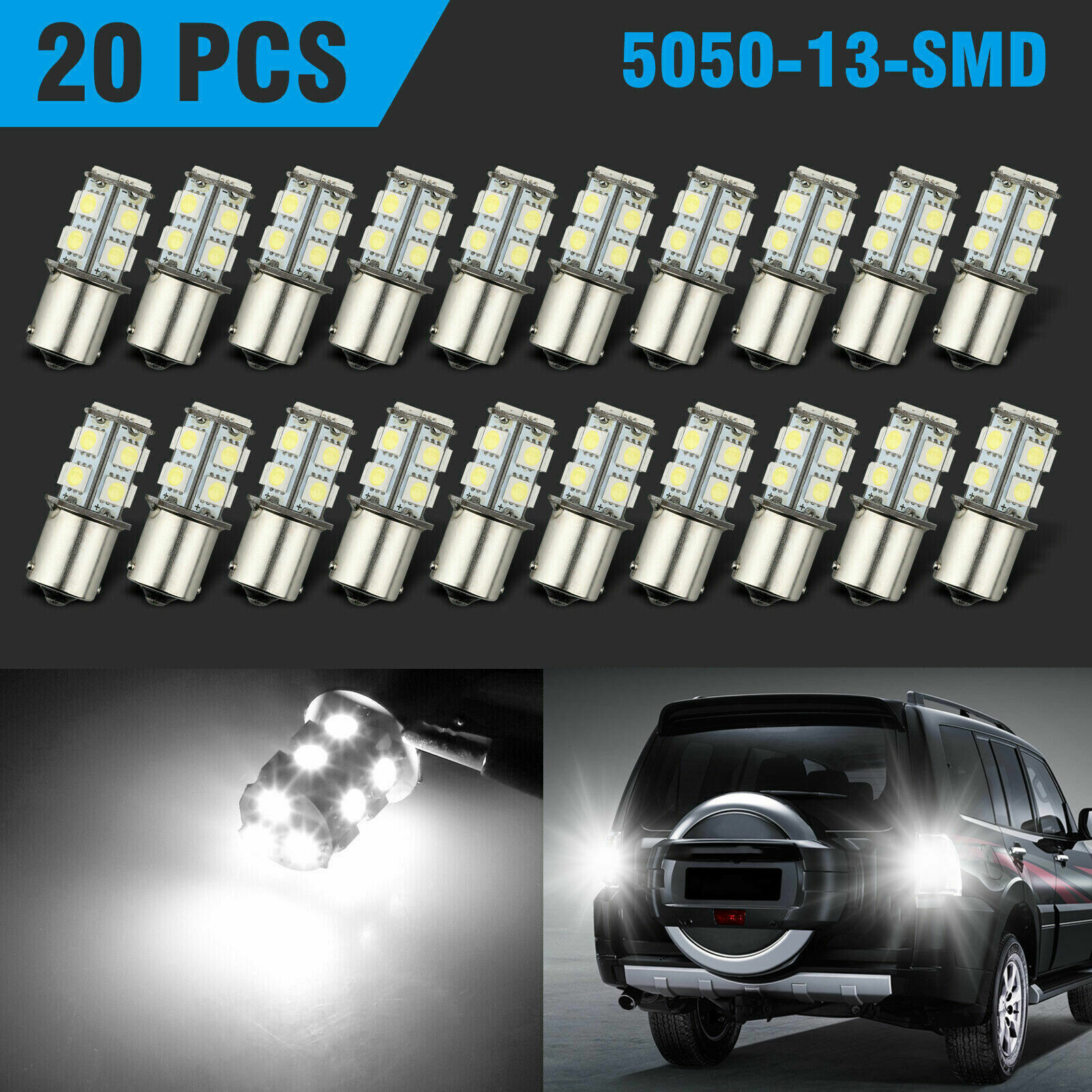 20x Super White 1156 1141 13-SMD RV Camper Trailer LED Interior Light Bulbs Lamp