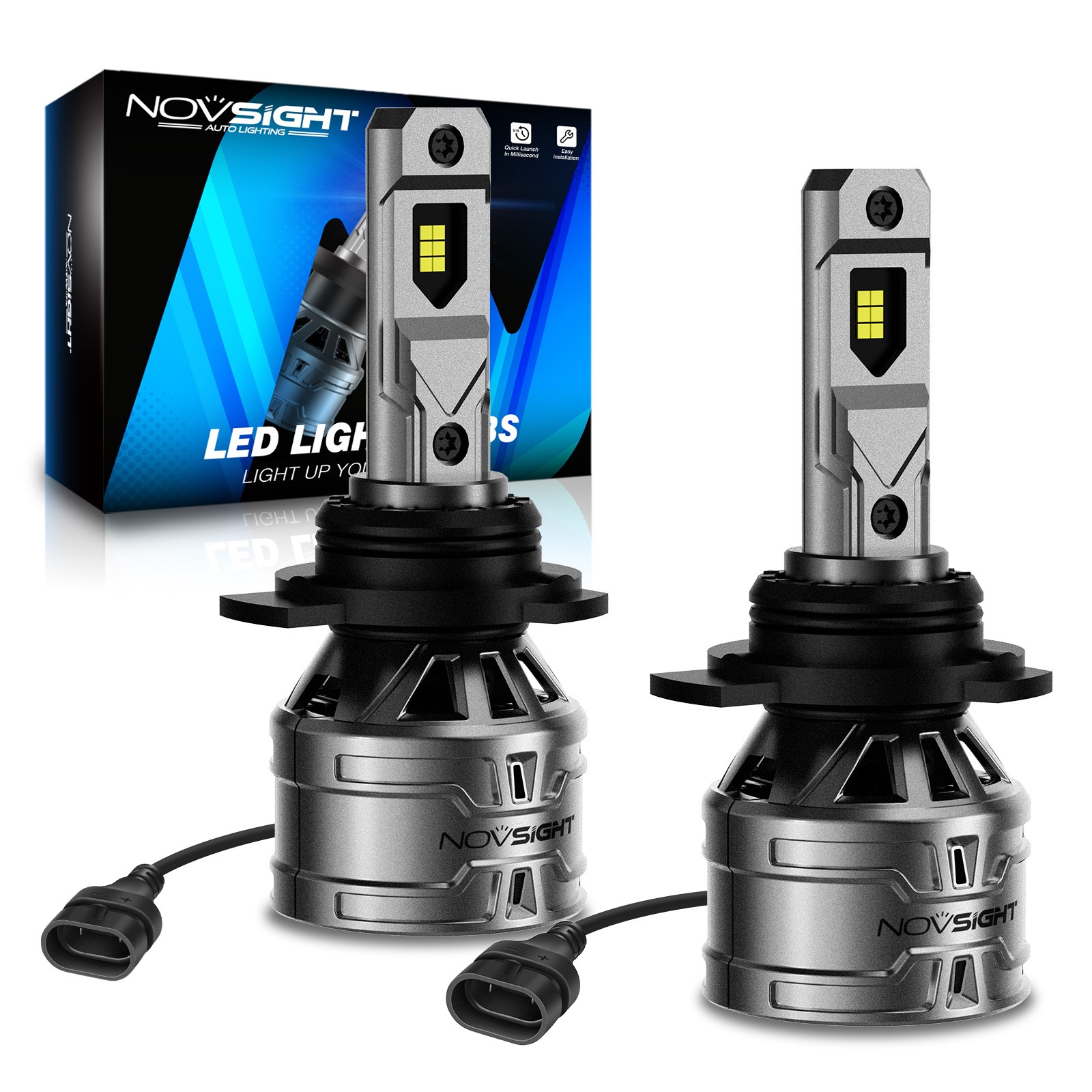NOVSIGHT 9012 LED Headlight Bulbs kit Hi Low Beam 6500K Super Bright High Power