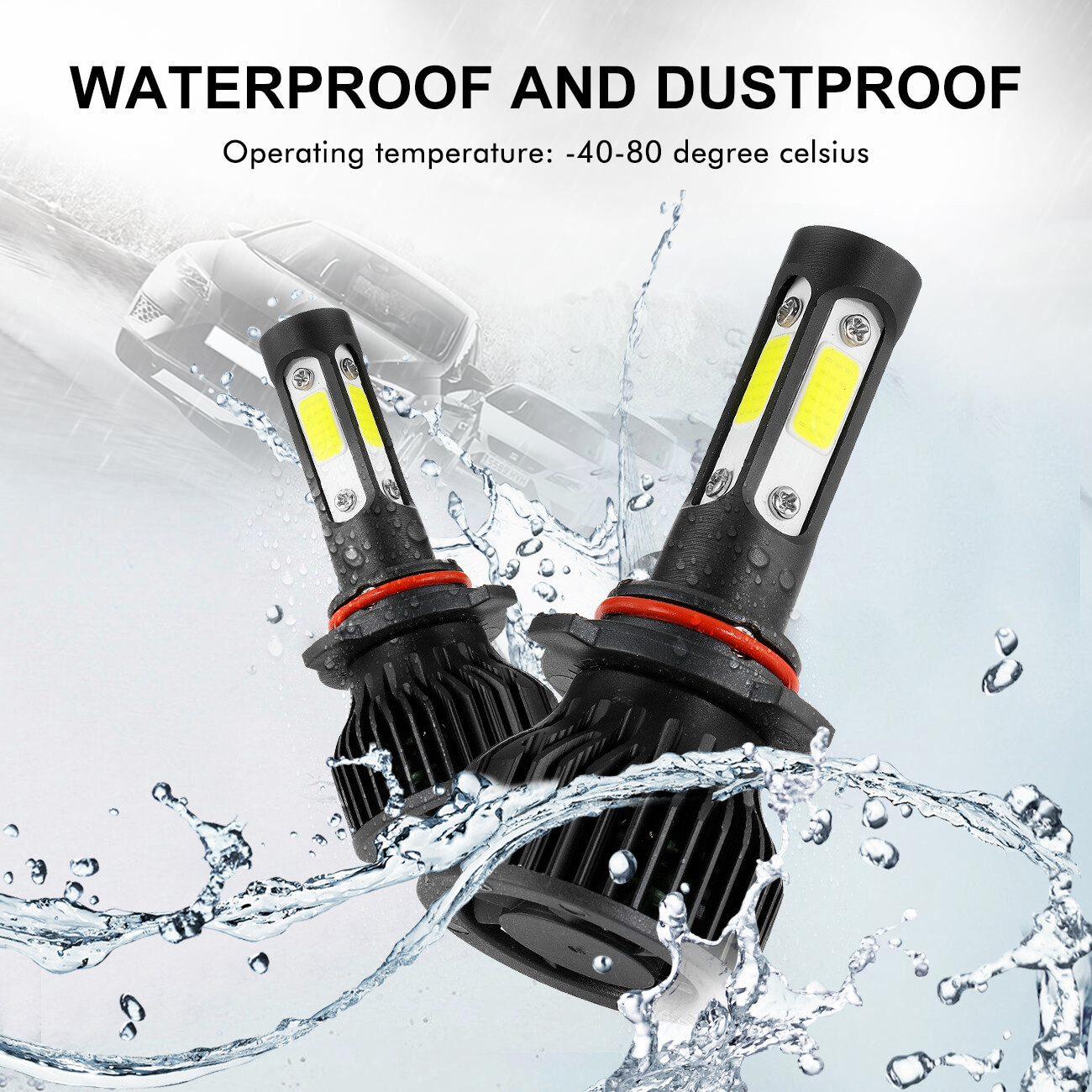4 Sides LED Headlight Kit Fog Light Bulbs H11 9006 9005 9012 H13 9007 9004 9145