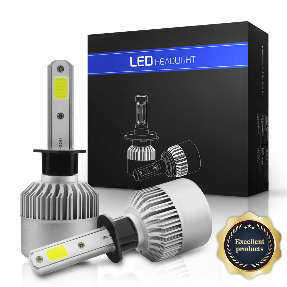 2PCS H1 6000K Super White 55W 8000LM LED Headlight Bulbs Kit Fog Driving Light