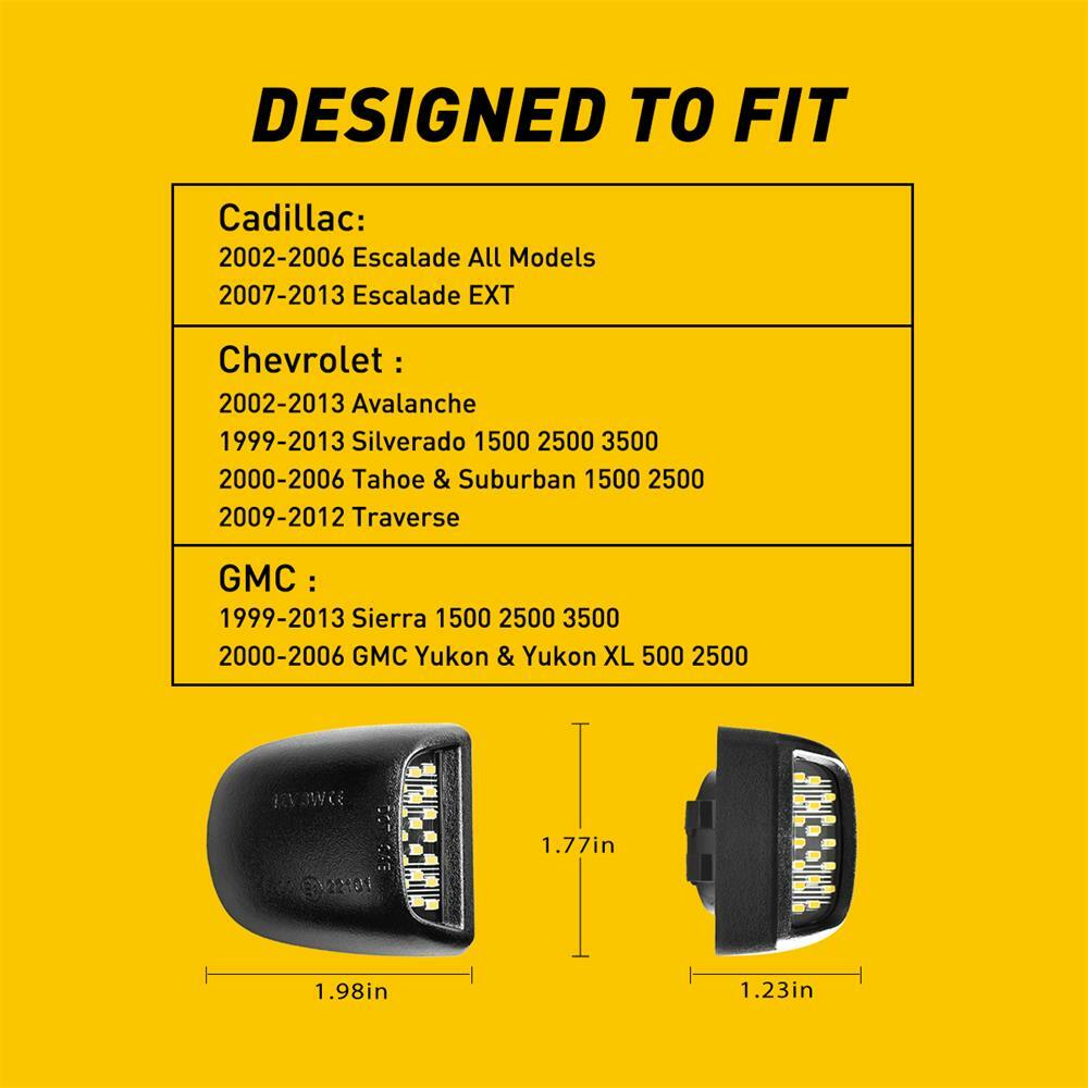 2pcs Black License Plate Light Lens Cover for Chevrolet Silverado Sierra Yukon