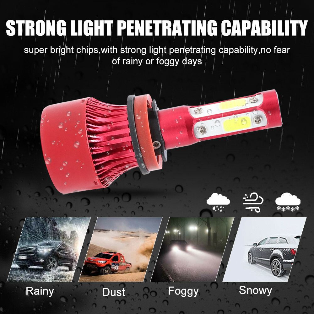 4-Side H11 H9 LED Headlight Super Bright Bulbs Kit 330000LM HIGH/LOW Beam 6000K