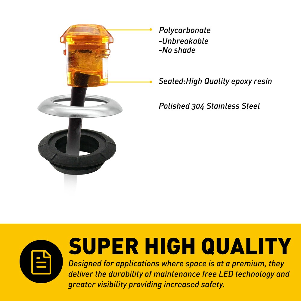 Truck Trailer 20X Chrome Amber Marker Light 3/4″ LED Round Clearance Side Lights