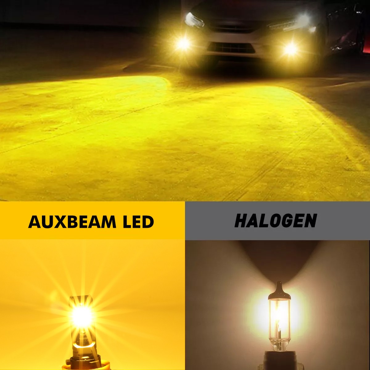 AUXBEAM H16 5202 LED Fog Lights Amber For Chevy Silverado 1500 2500HD 2007-2015