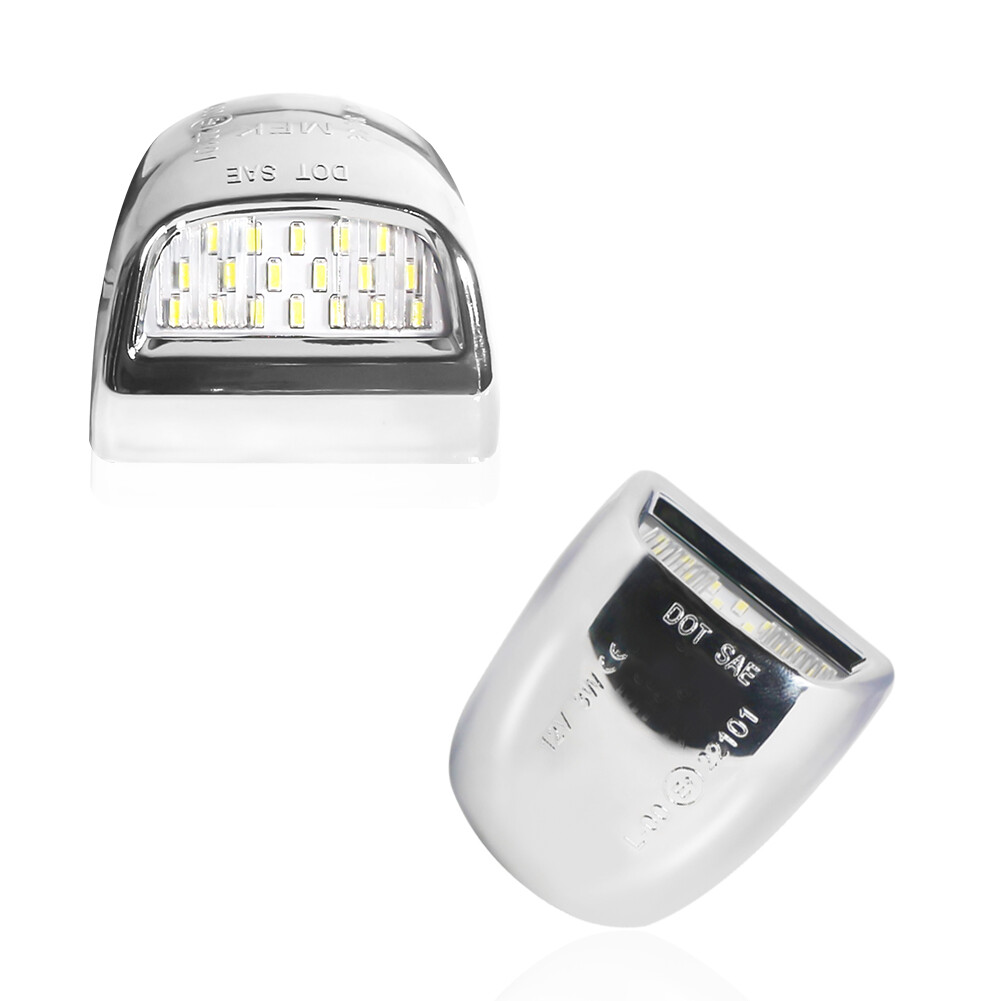 For GMC Sierra 1500 2500 3500 Chrome Silver Full White LED License Plate Lamps