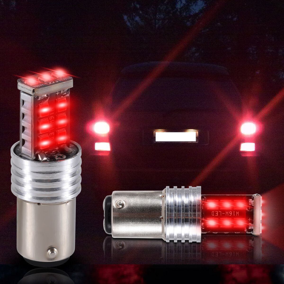 2X 1157 LED Strobe Flashing Safety Brake Stop Tail Parking Light Bulb Bright Red