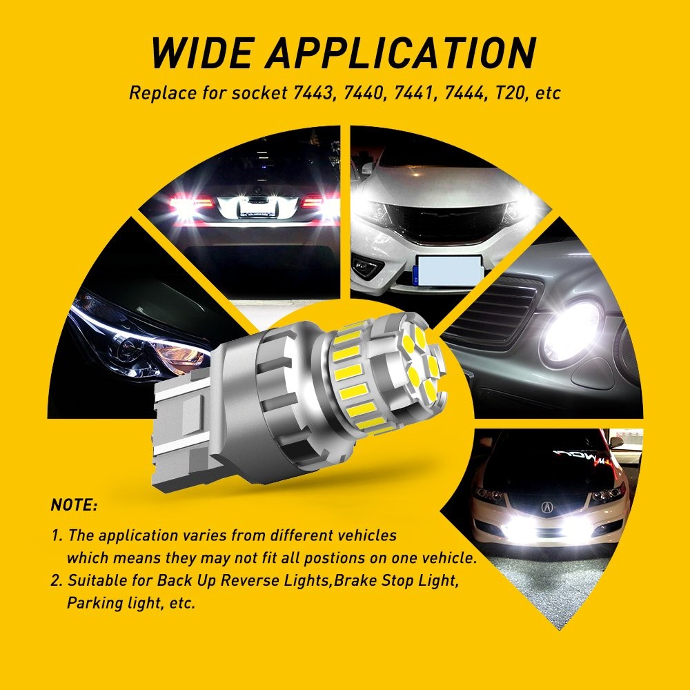 7443 7440 7444 LED Back Up Reverse Light Bulbs Cool White 6500K Extremely Bright