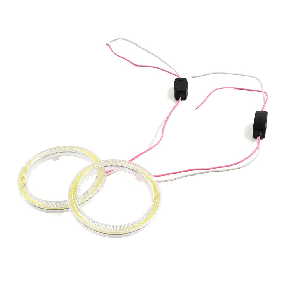 12V LED DRL Fog Headlights COB Angel Eyes Halo Ring White Light 70MM Car Auto