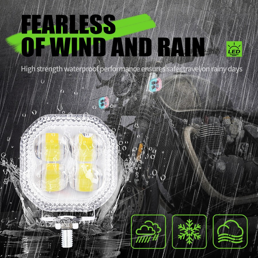 1PCS FourLeaf Clover LED With External Spotlight Headlight Motorcycle Headlinght