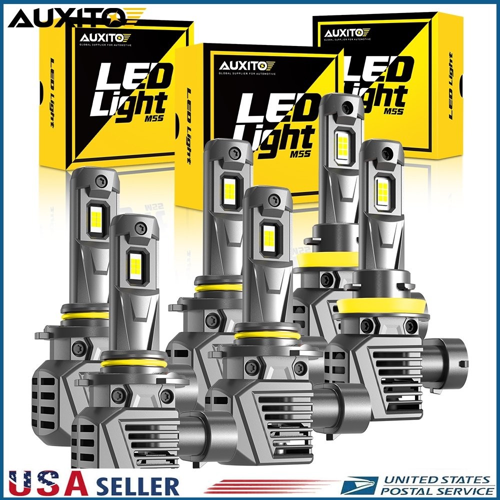 AUXITO Combo 9005+9006+H11 LED Headlight High Low Beam Fog Light White CANBUS M5