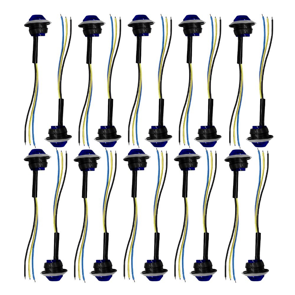 20x 12V Round 3/4″LED Side Marker Light Truck Trailer DRL Bullet Blue Light Lamp