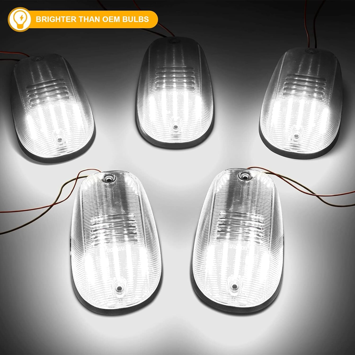 5X White LED Cab Roof Marker Lights For 2003-2018 Dodge Ram 1500 2500 3500 Truck