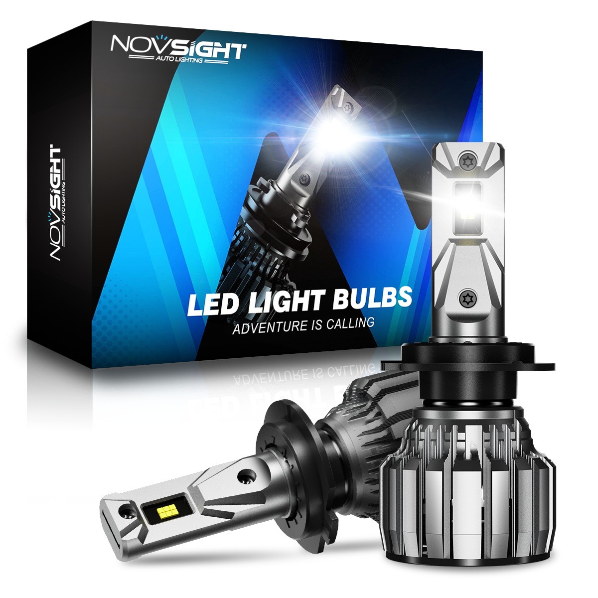 NOVSIGHT H7 LED Headlight Bulbs 13000LM Super Bright 6500K White Hi Lo Beam 2PCS