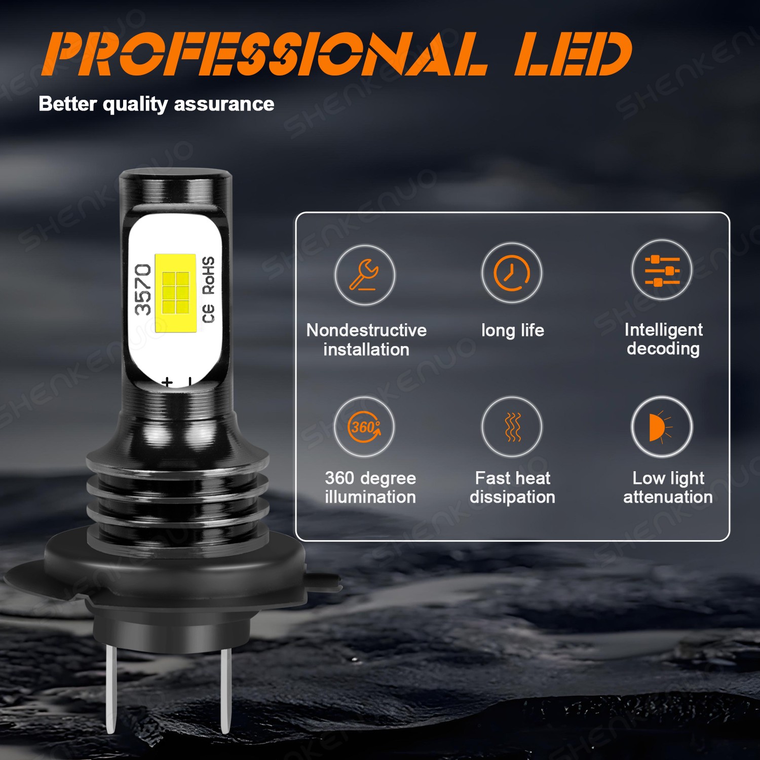 LED Headlight Combo H7+H7+H11 High Low Beam Fog Light 6x Bulbs Kit 6000K White