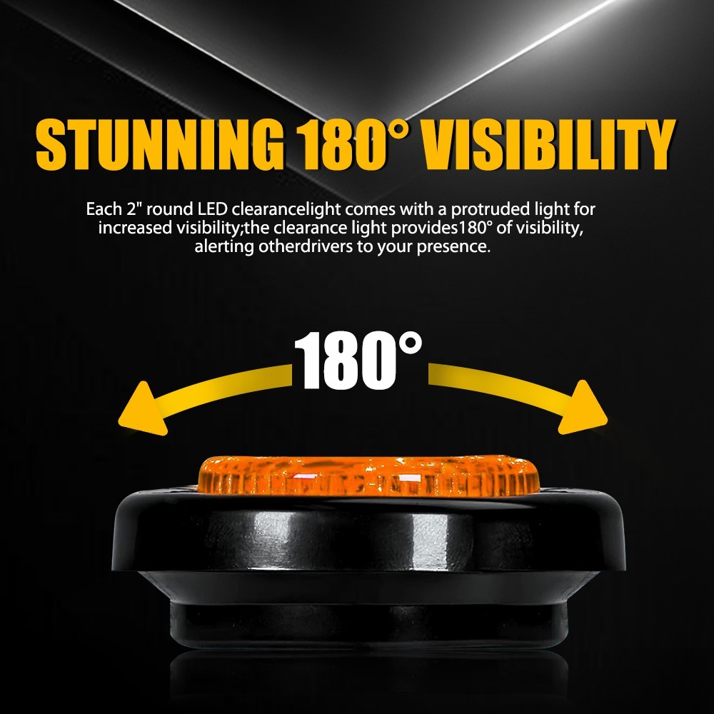 2″ DOT Amber Round Trailer 9 LED Marker Lights Grommet for Truck RV Van 10-50X
