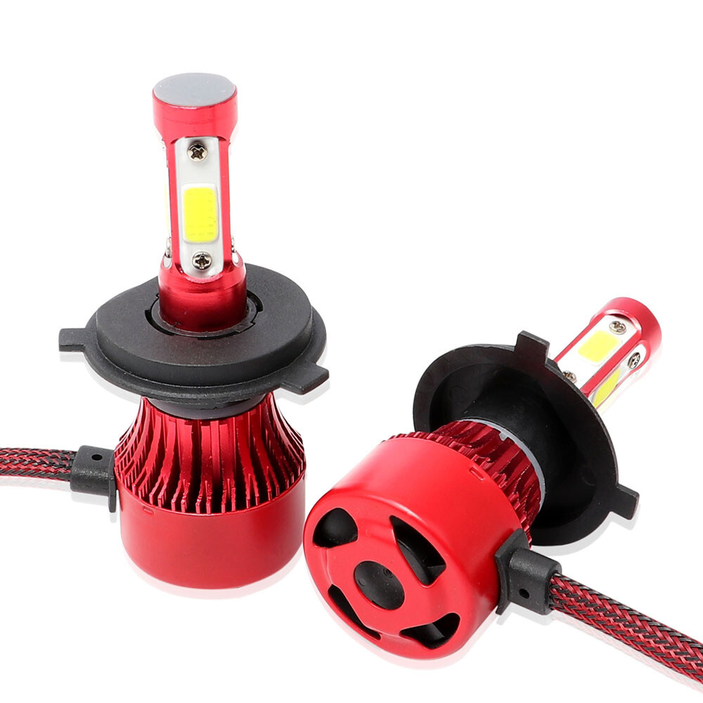 4-Side H4 LED Headlights Kit Hi/Low Beam 6500K 9003 HB2 Bright White Light Bulbs