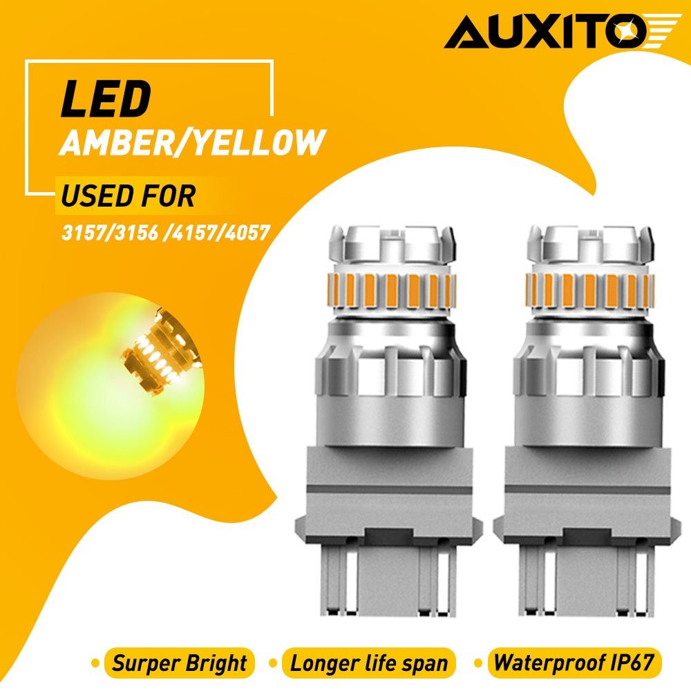 2x AUXITO 3157 3057 3156 LED Light Bulb Extremely Bright Amber Yellow 2400LM GUS