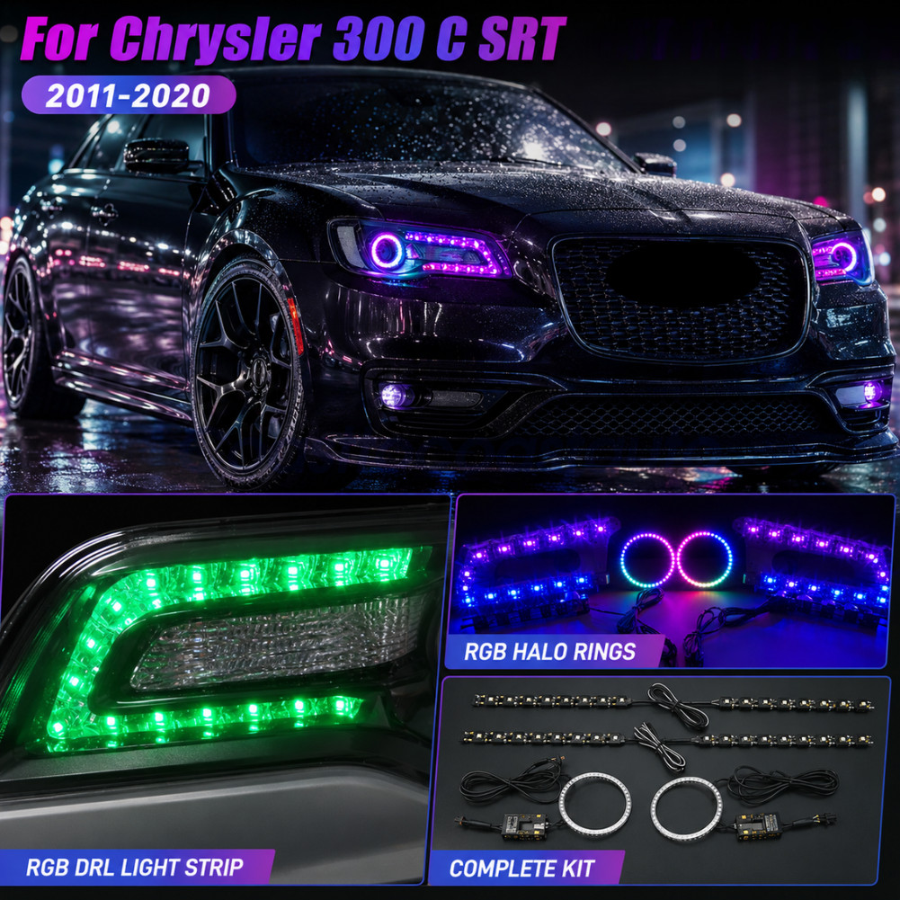 For 11-20 Chrysler 300 C S RGBW LED Headlight DRL Board Halo Ring Kit App