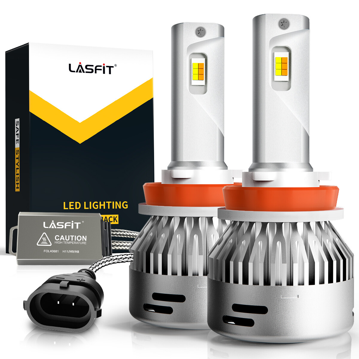 Switchback White Amber H11 LED Headlight Low Beam Bulbs Conversion Kit 2PCS