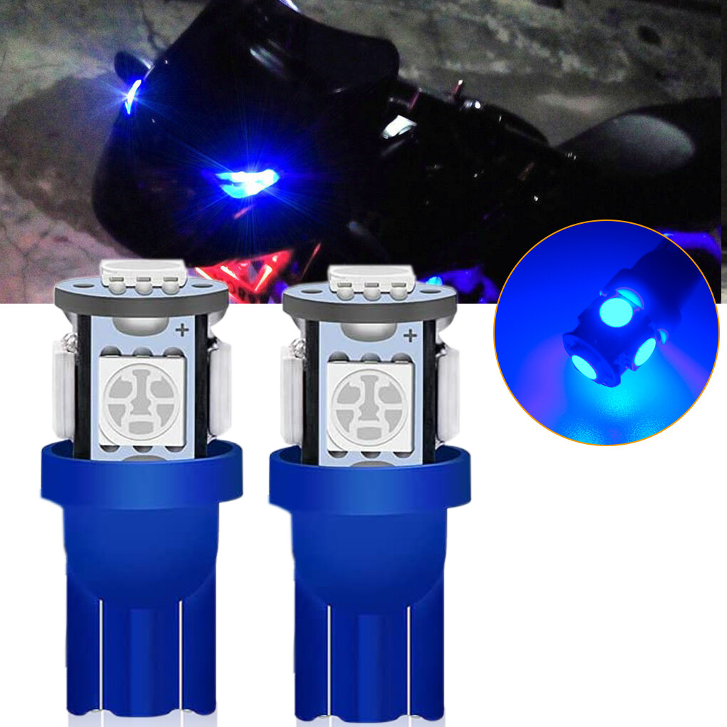 10000K Ultra Blue 5SMD 2825 168 194 LED Bulbs For Motorcycle Bike Parking Lights