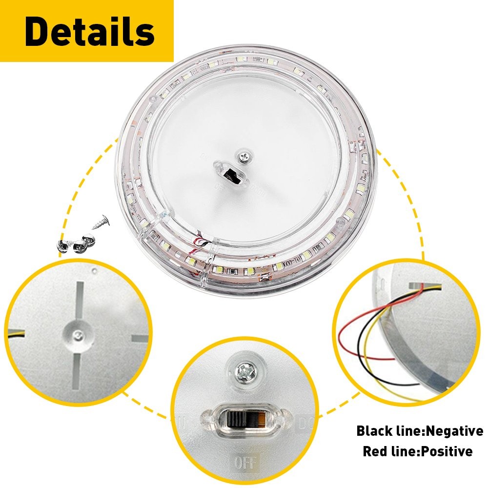 1/2Set Round Ceiling Interior RV Light LED Lights Switched 12V Fixture Camper Tr