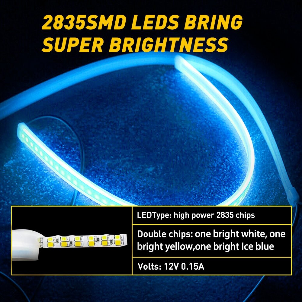 Car Sequential LED Steering Strip Light Bar Signal Turn White Amber Switchback A