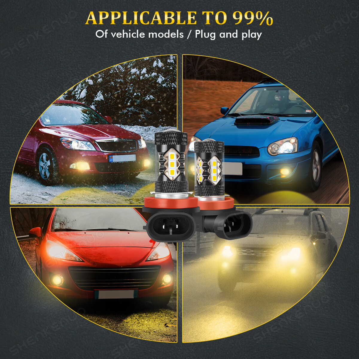 2x 3000K Amber H11 LED Fog Light Bulbs Kit For Toyota Tacoma 2016 2017 2018 2019