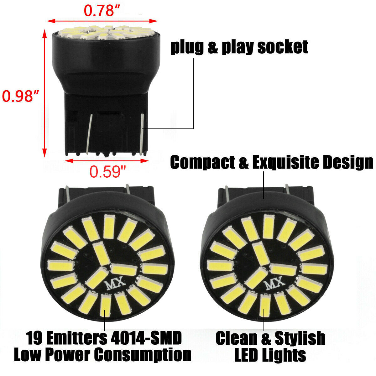 2 Super Brite LED bulbs for Honda motorcycle bulb turn marker rear 34351-657-921