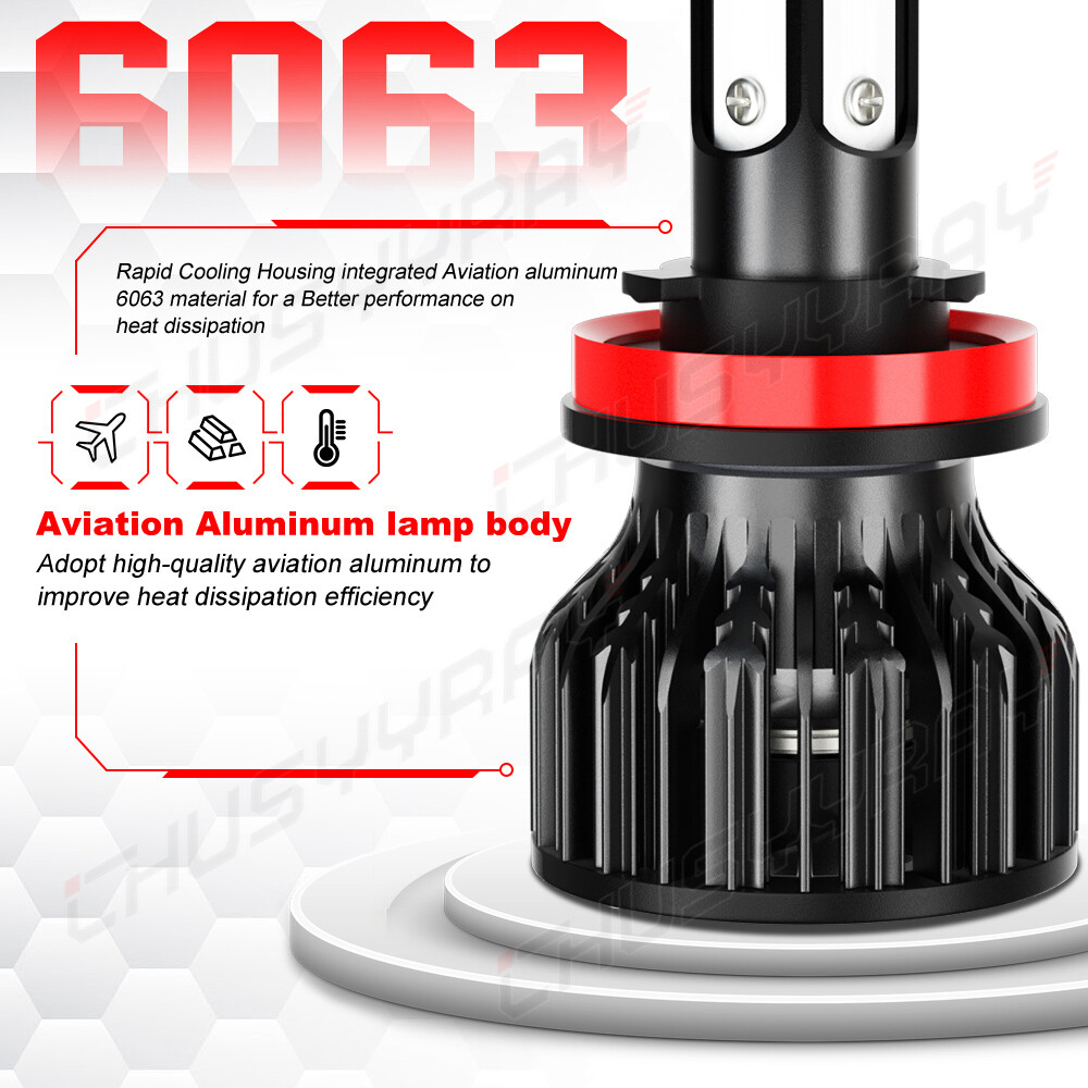 Pair LED Bulb H11/H9/H8 High Beam or Low Beam or Fog light White 6000K 2PCS