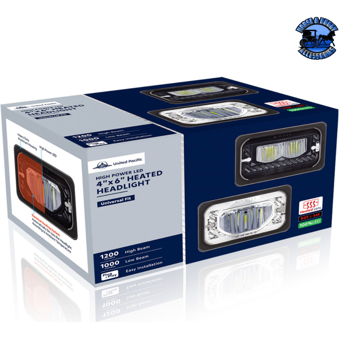ULTRALIT – HEATED 4″ X 6″ LED HEADLIGHT WITH GLASS LENS & ALUMINUM HOUSING (Choo
